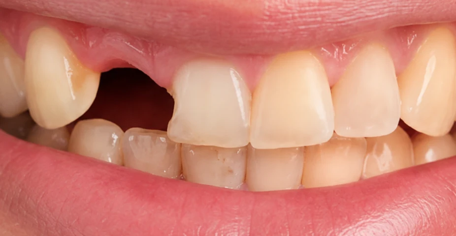 Before dental implant treatment with a missing front tooth