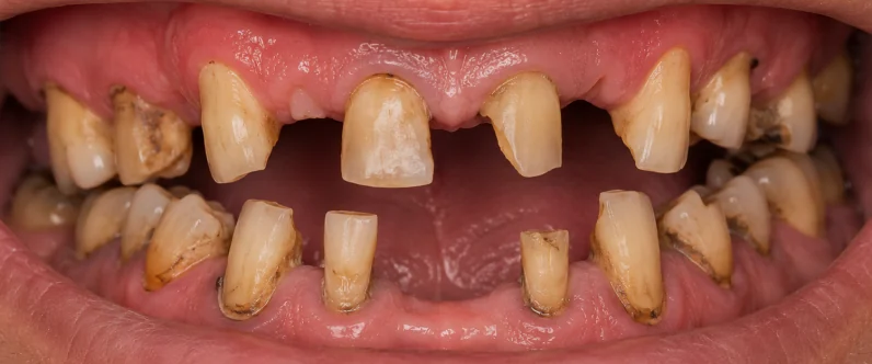John's teeth before full mouth implant treatment
